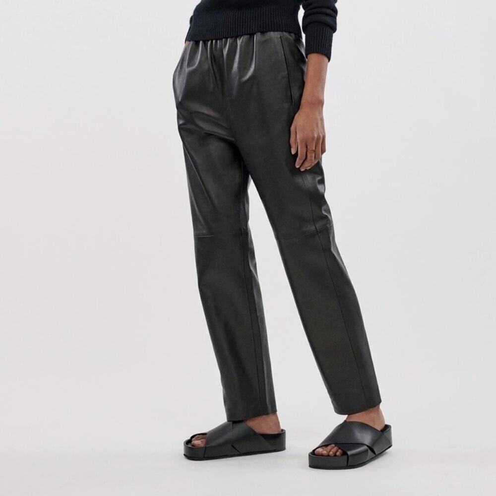 Nordstrom Women's Vintage Leather High Waist Pants Size Medium Black